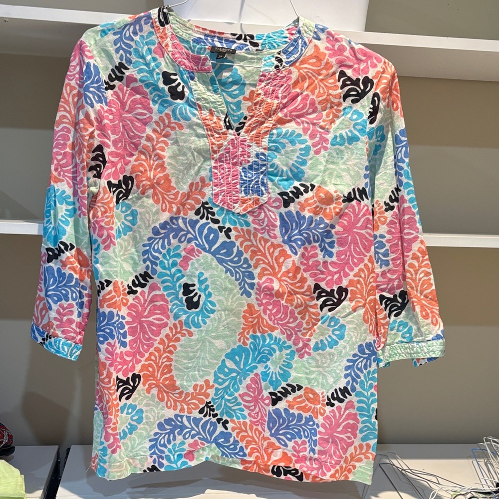 Talbots Multicolor Leaf Print Tunic